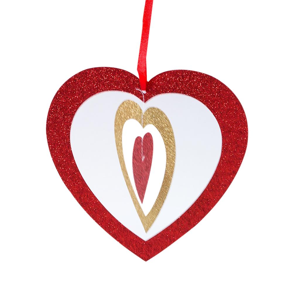 CLOSEOUT 6&quot; Cut-Out Hearts Glitter Red and Gold Paper Hanging Decoration - Luna Bazaar | Boho &amp; Vintage Style Decor