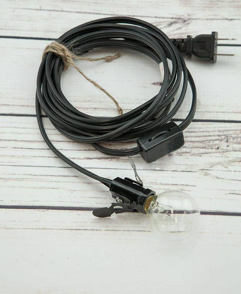 Star Lantern Black Mini Socket Pendant Light Lamp Cord, E12 Base, Switch, 15 Ft - Electrical Swag Light Kit