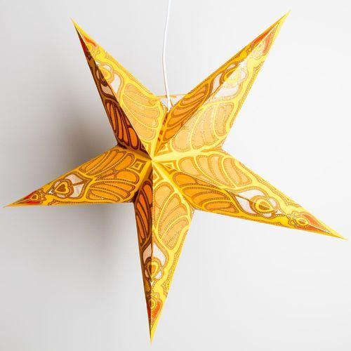 3-PACK + Cord | Yellow Parrot Glitter 24 Inch Illuminated Paper Star Lanterns and Lamp Cord Hanging Decorations - LunaBazaar.com - Discover. Decorate. Celebrate.