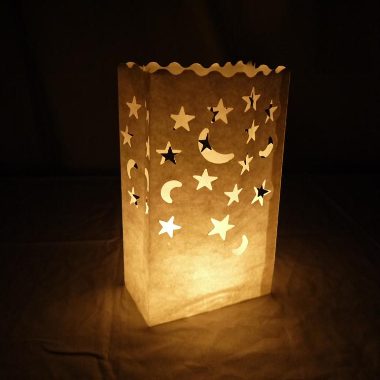 Star Moon Paper Luminaries / Luminary Lantern Bags Path Lighting (10 PACK) - Luna Bazaar | Boho &amp; Vintage Style Decor