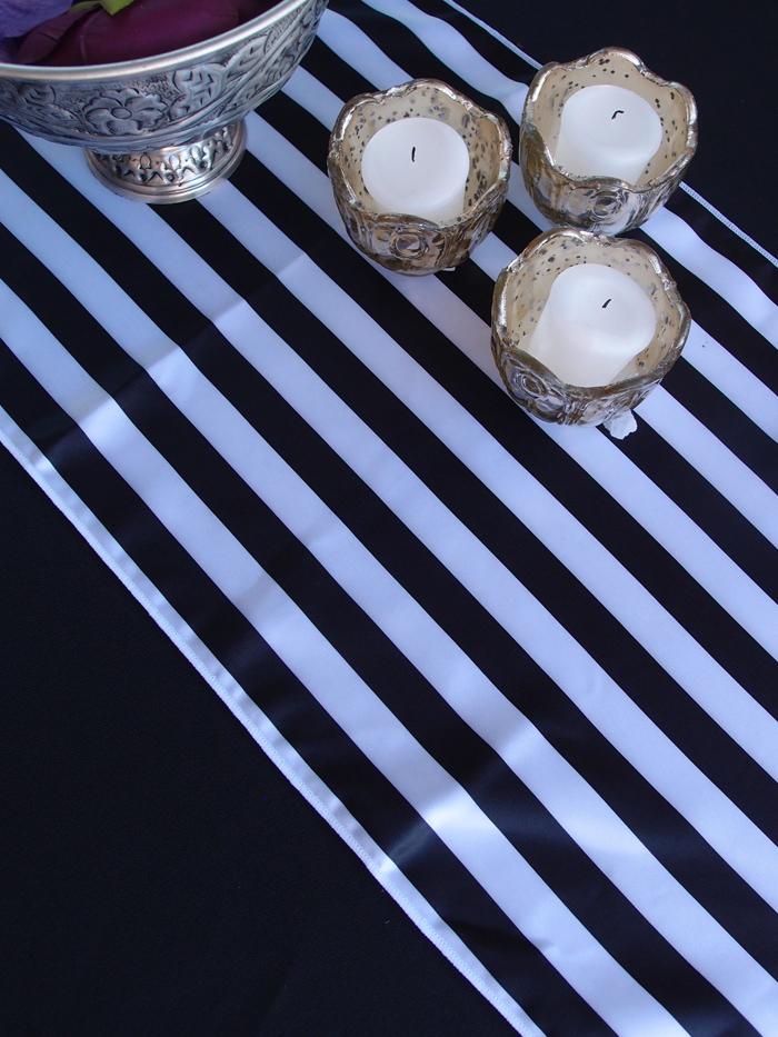 CLOSEOUT Striped Pattern Table Runner - Black (12 x 108) - Luna Bazaar | Boho &amp; Vintage Style Decor