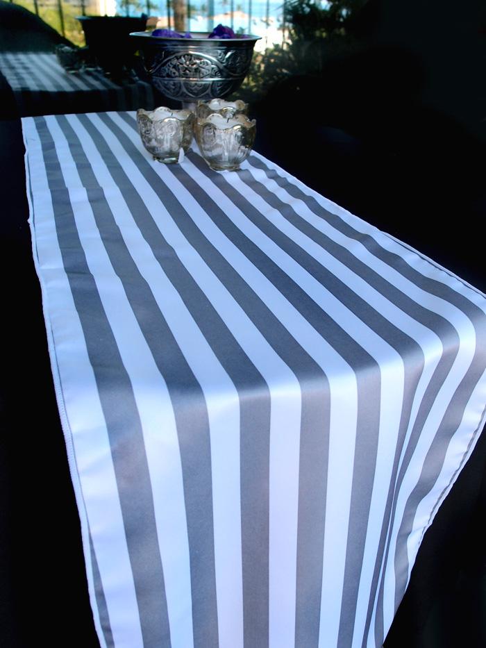 CLOSEOUT Striped Pattern Table Runner - Gray / Grey (12 x 108) - Luna Bazaar | Boho &amp; Vintage Style Decor