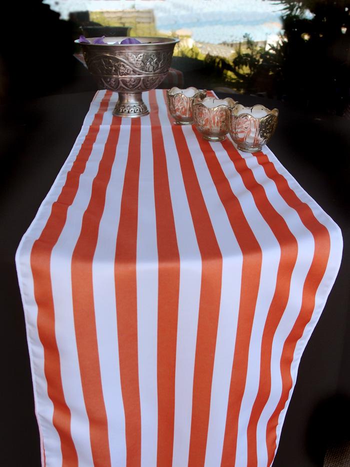CLOSEOUT Striped Pattern Table Runner - Orange (12 x 108) - Luna Bazaar | Boho &amp; Vintage Style Decor