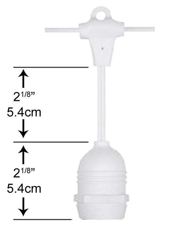 24 Suspended Socket Outdoor Commercial Shatterproof LED String Light Set, 54 FT White Cord w/ E26, Weatherproof SJTW