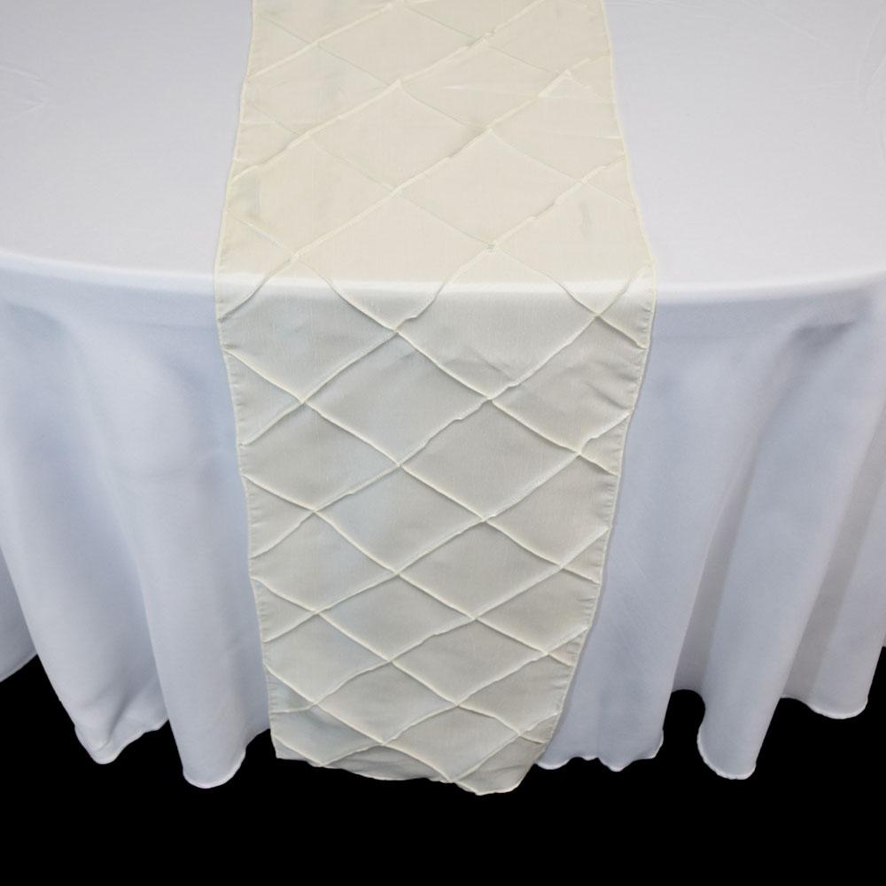 CLOSEOUT Beige / Ivory Pintuck Chameleon Table Runner - 12 x 108 Inch - Luna Bazaar | Boho & Vintage Style Decor