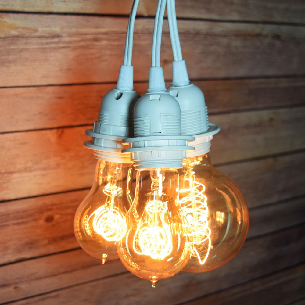 Triple Socket White Pendant Light Lamp Cord for Lanterns, Switch, 19 FT - LunaBazaar.com - Discover. Decorate. Celebrate.