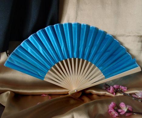 50-Pack 9&quot; Turquoise Silk Hand Fans for Weddings - Luna Bazaar | Boho &amp; Vintage Style Decor