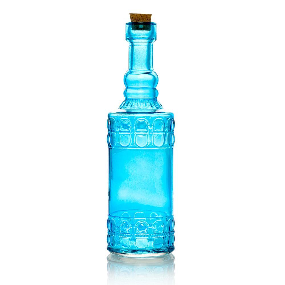 Vintage Glam Turquoise Blue Vintage Glass Bottles Set - (6 Pack, Assorted Designs)