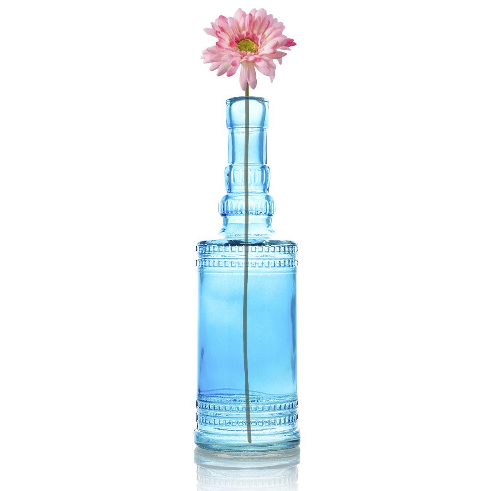 8.86&quot; Camila Turquoise Vintage Glass Bottle with Wedding Flower Bud Vase with Cork - Luna Bazaar | Boho &amp; Vintage Style Decor