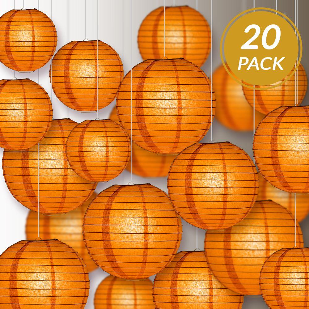 Ultimate 20pc Persimmon Orange Paper Lantern Party Pack - Assorted Sizes of 6, 8, 10, 12 - Luna Bazaar | Boho &amp; Vintage Style Decor