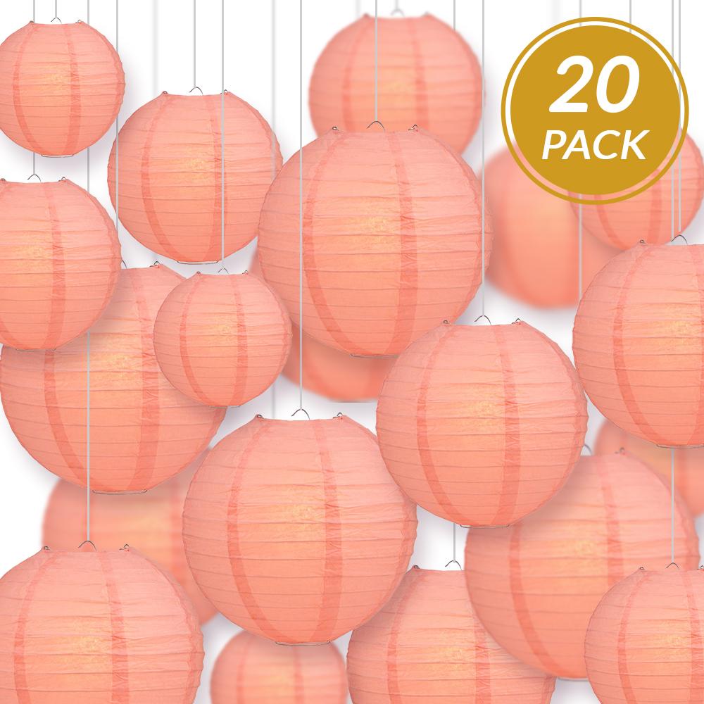 Ultimate 20pc Roseate Pink Paper Lantern Party Pack - Assorted Sizes of 6, 8, 10, 12 - Luna Bazaar | Boho &amp; Vintage Style Decor