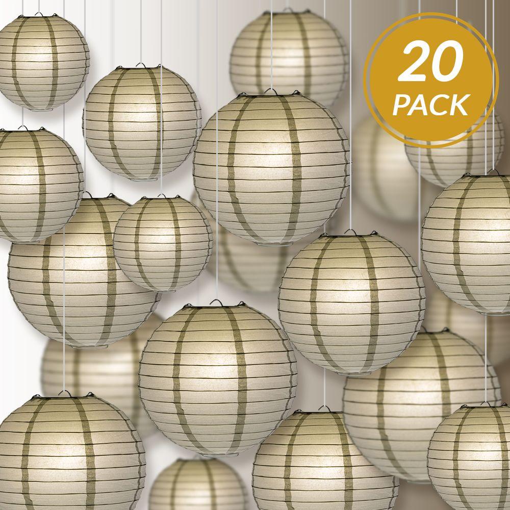 Ultimate 20pc Silver Paper Lantern Party Pack - Assorted Sizes of 6, 8, 10, 12 - Luna Bazaar | Boho &amp; Vintage Style Decor