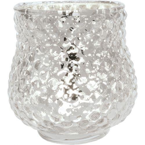 Vintage Mercury Glass Candle Holder (3-Inch, Ruby Design, Silver) - Decorative Candle Holder - Home Decor, Party Decorations and Wedding Centerpieces - Luna Bazaar | Boho & Vintage Style Decor