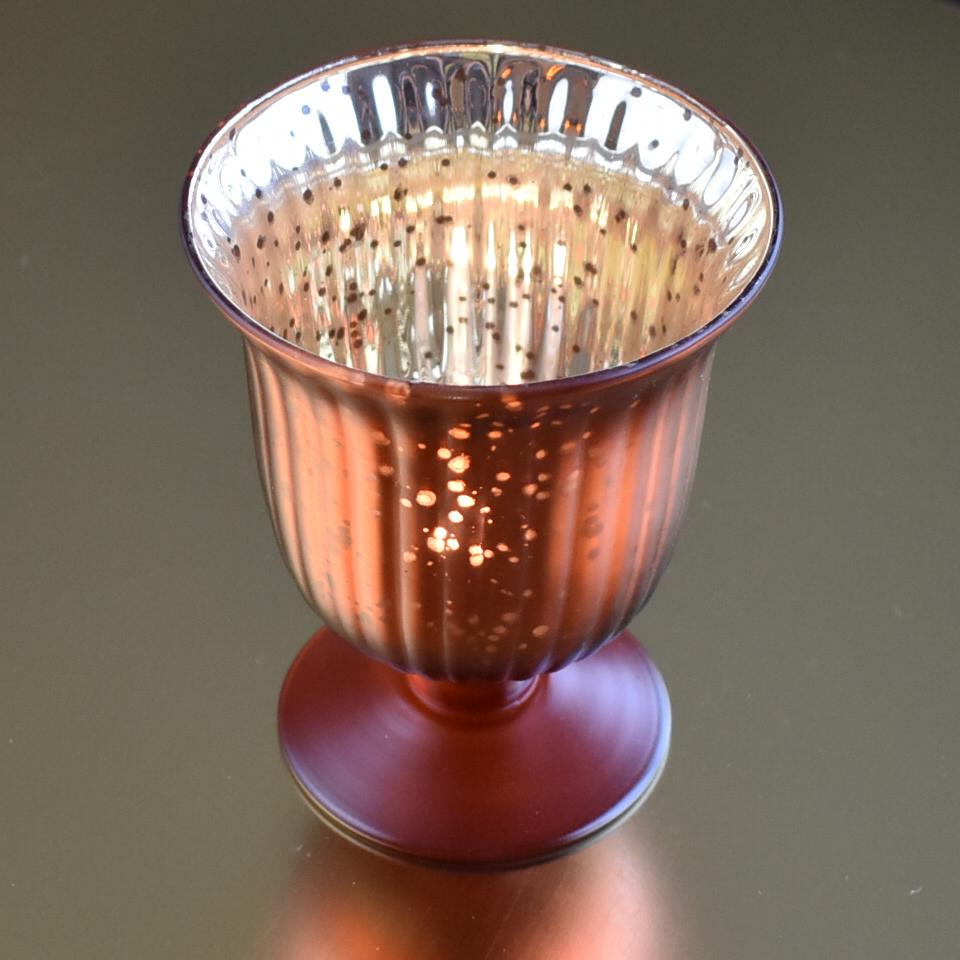 Vintage Mercury Glass Candle Holder (5-Inch, Emma Design, Fluted Urn, Rustic Copper Red) - Decorative Candle Holder - For Home Decor and Wedding Centerpieces - Luna Bazaar | Boho &amp; Vintage Style Decor