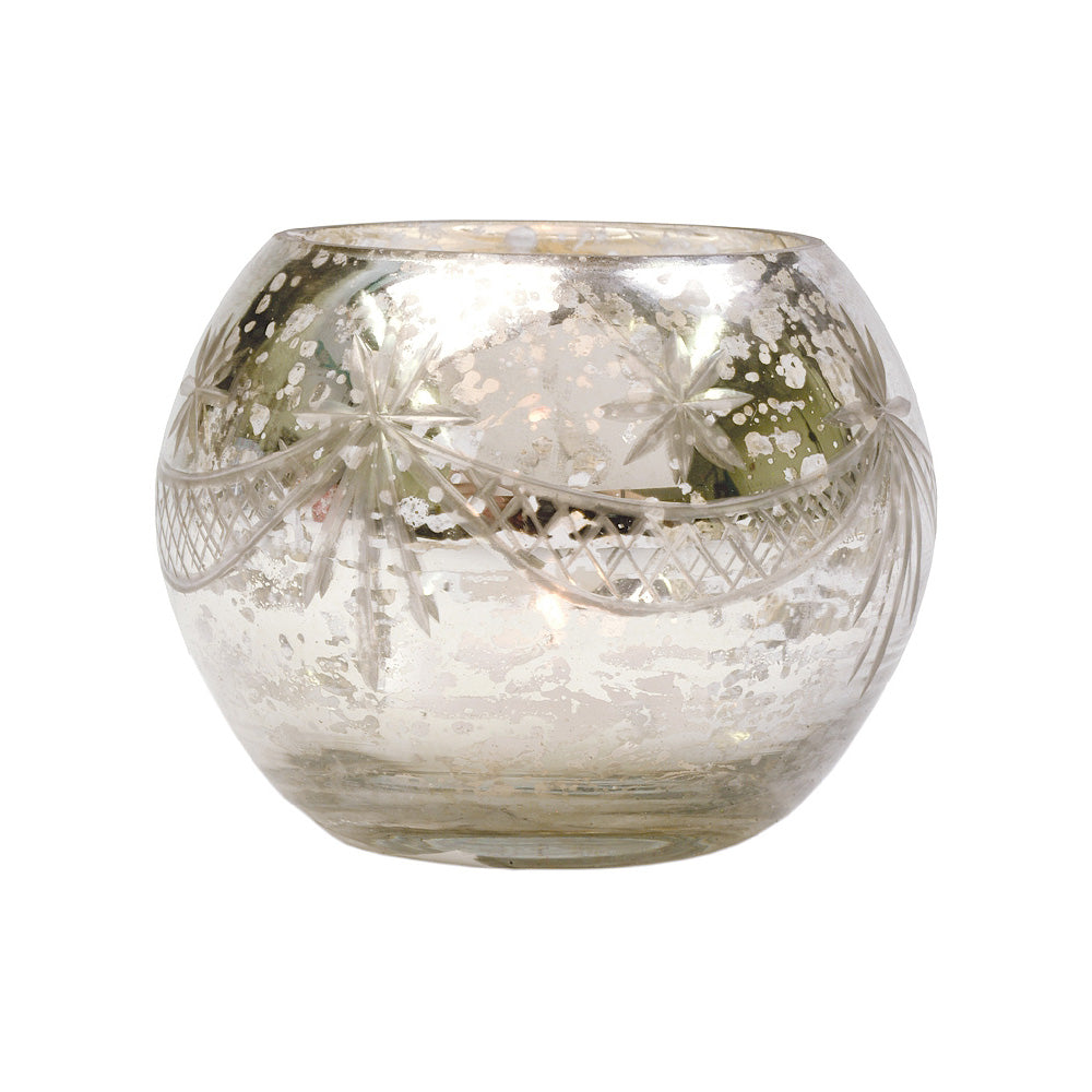Vintage Mercury Glass Votive Tea Light Candle Holders - Silver (5 PACK, Assorted Designs) - Luna Bazaar | Boho &amp; Vintage Style Decor