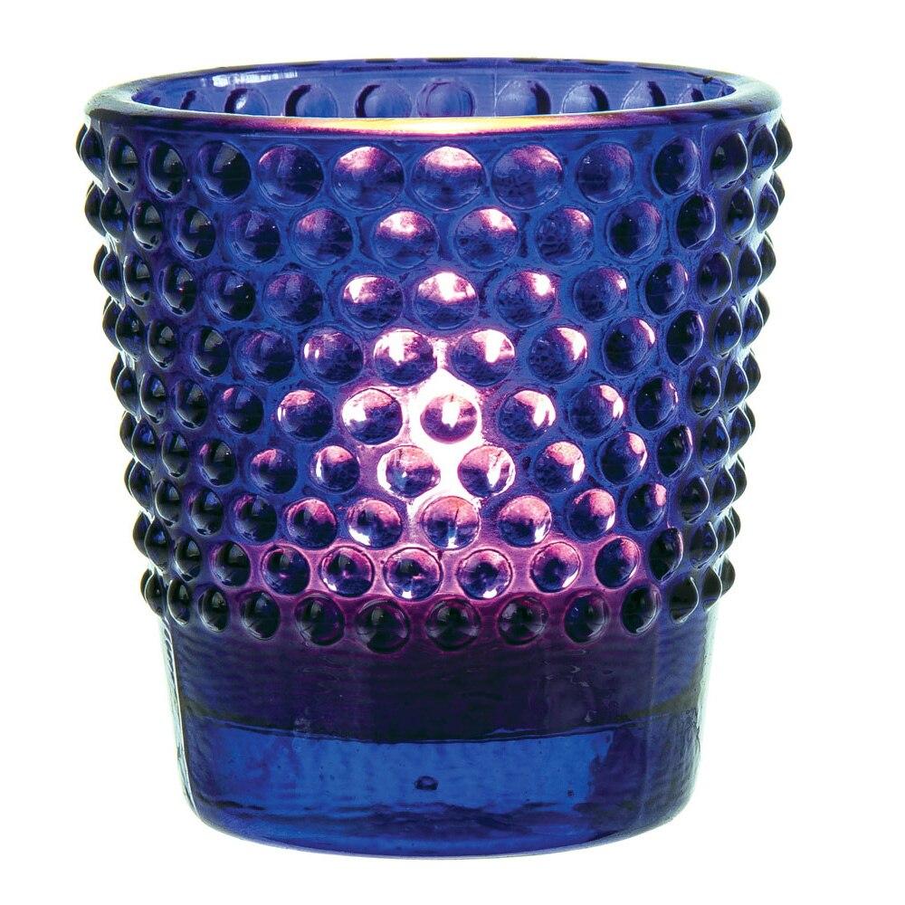 Glass Candle Holder (2.5-Inch, Candace Design, Hobnail Motif, Cobalt Blue) - For Use with Tea Lights - For Home Decor, Parties and Wedding Decorations - Luna Bazaar | Boho &amp; Vintage Style Decor