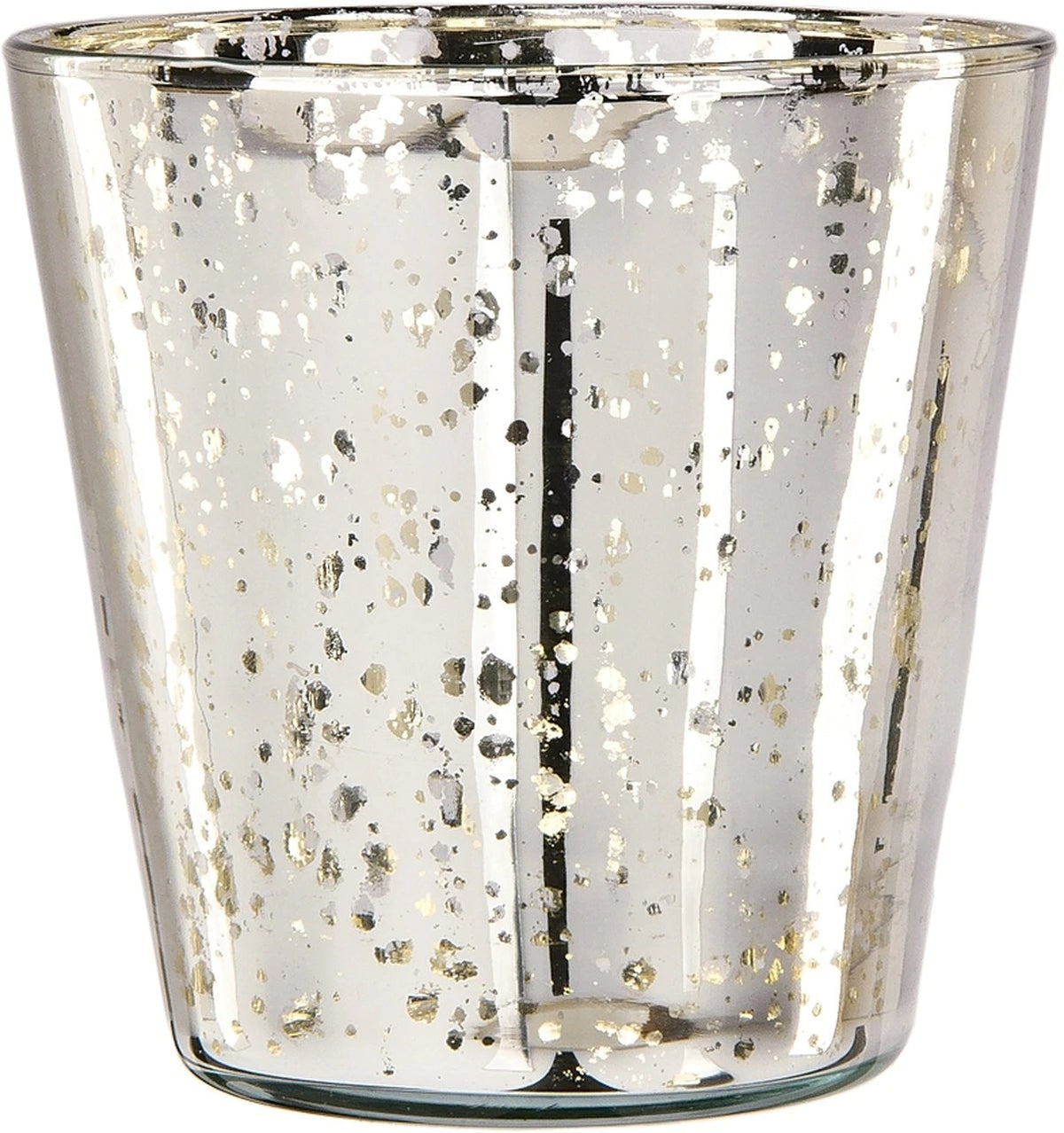CLOSEOUT Vintage Mercury Glass Candle Holder (4-Inch, Jenna Design Cup, Silver) - Decorative Candle Holder - Home Decor, Party Decor and Wedding Centerpieces - Luna Bazaar | Boho &amp; Vintage Style Decor