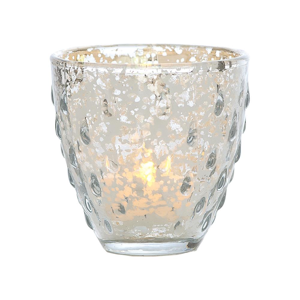 Vintage Love Silver Mercury Glass Tea Light Votive Candle Holders (5 PACK, Assorted Styles)