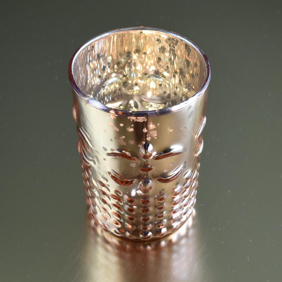 Fleur Mercury Glass Tealight Holder (Rose Gold Pink, Single) For Use with Tea Lights - For Home Decor, Parties and Wedding Decorations - LunaBazaar.com - Discover. Celebrate. Decorate.