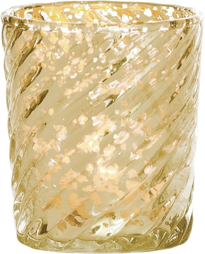 Mercury Glass Candle Holder (3-Inch, Grace Design, Gold) - for use with Tea Lights - for Home Décor, Parties and Wedding Decorations - Luna Bazaar | Boho &amp; Vintage Style Decor