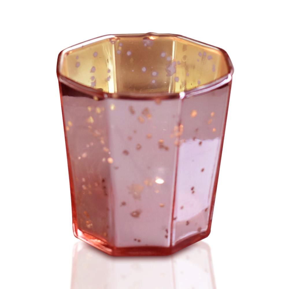 6 Pack | Mercury Glass Tealight Candle Holders (2.75-Inches, Patricia Design, Electric Pink) For Use with Tea Lights - For Home Decor, Parties and Wedding Decorations - Mercury Glass Votive Holders - Luna Bazaar | Boho &amp; Vintage Style Decor