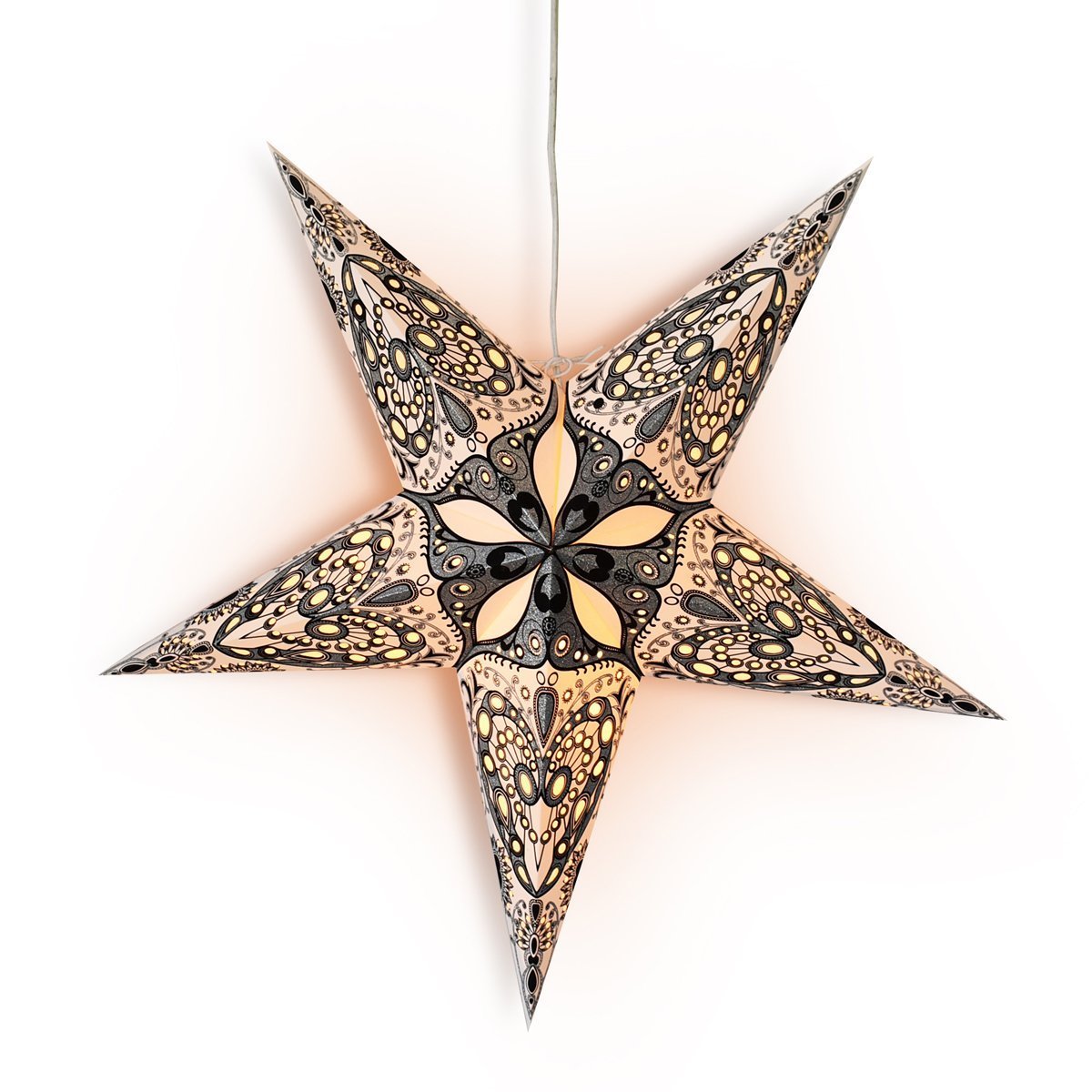 24&quot; White Victoria Glitter Paper Star Lantern, Hanging Wedding &amp; Party Decoration - LunaBazaar.com - Discover. Decorate. Celebrate.