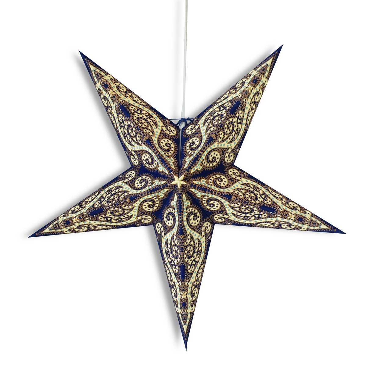 3-PACK + Cord | 24&quot; Blue Vines Glitter Paper Star Lantern and Lamp Cord Hanging Decoration - LunaBazaar.com - Discover. Decorate. Celebrate.