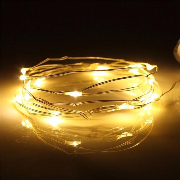 7.5 FT 20 LED Battery Operated Warm White Fairy String Lights With Silver Wire - Luna Bazaar | Boho & Vintage Style Decor