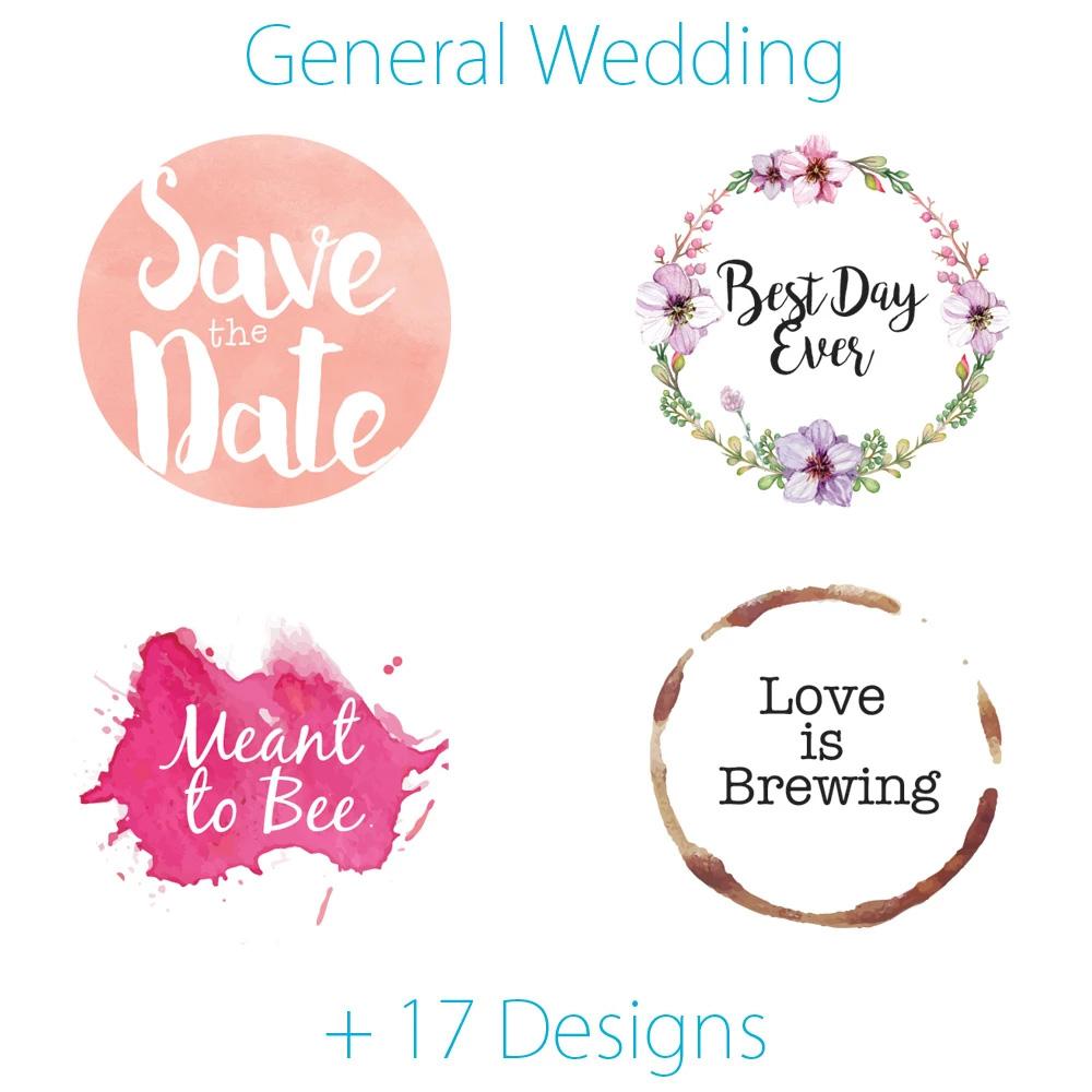 1.5 Inch Wedding Themed Circle Label Stickers for Party Favors &amp; Invitations (Pre-Set Designed, 24 Labels) - Luna Bazaar | Boho &amp; Vintage Style Decor