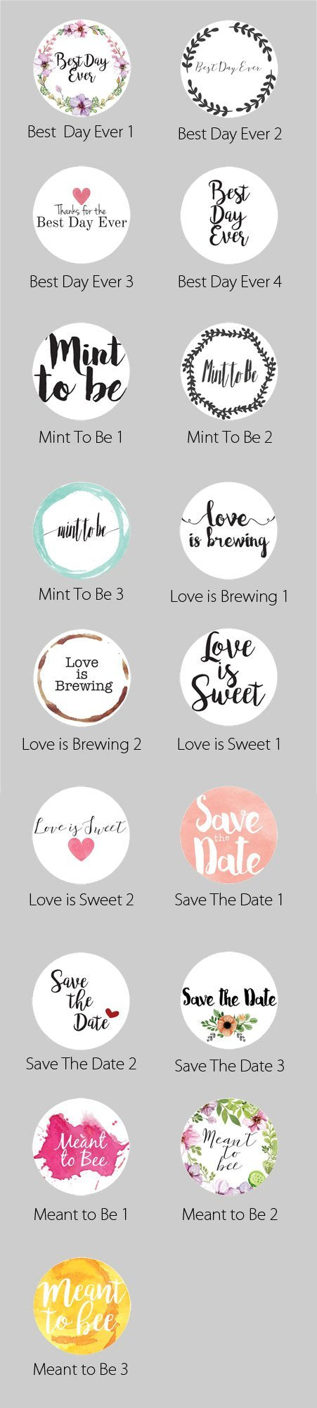 2.5 Inch Wedding Themed Circle Label Stickers for Party Favors &amp; Invitations (Pre-Set Designed, 24 Labels) - Luna Bazaar | Boho &amp; Vintage Style Decor