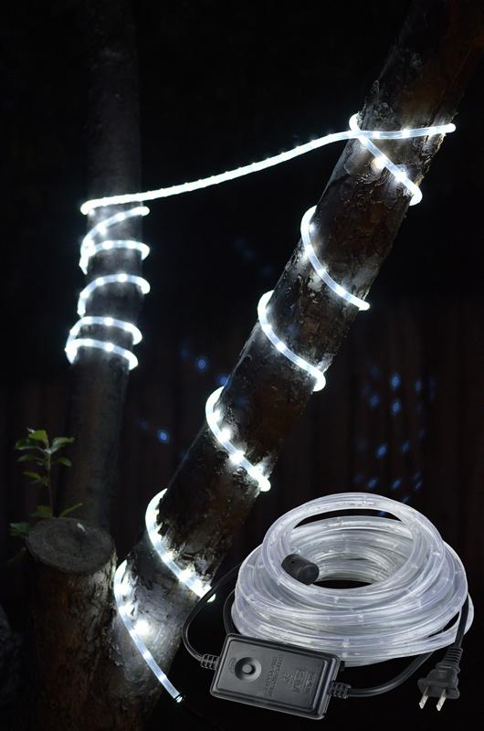 Cool White Outdoor LED Fairy String Rope Light, 33 FT, Clear Tube, AC Plug-In - Luna Bazaar | Boho &amp; Vintage Style Decor
