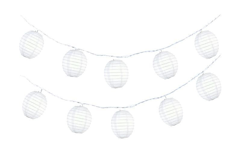 White Kawaii Shaped Paper Lantern String String Lights (8FT, Expandable) - Luna Bazaar | Boho &amp; Vintage Style Decor