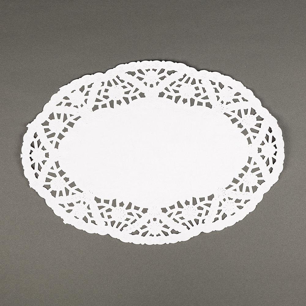 CLOSEOUT 9&quot; Oval White Lace Paper Doilies Disposable Party Table Decor (50-Pack) - Luna Bazaar | Boho &amp; Vintage Style Decor