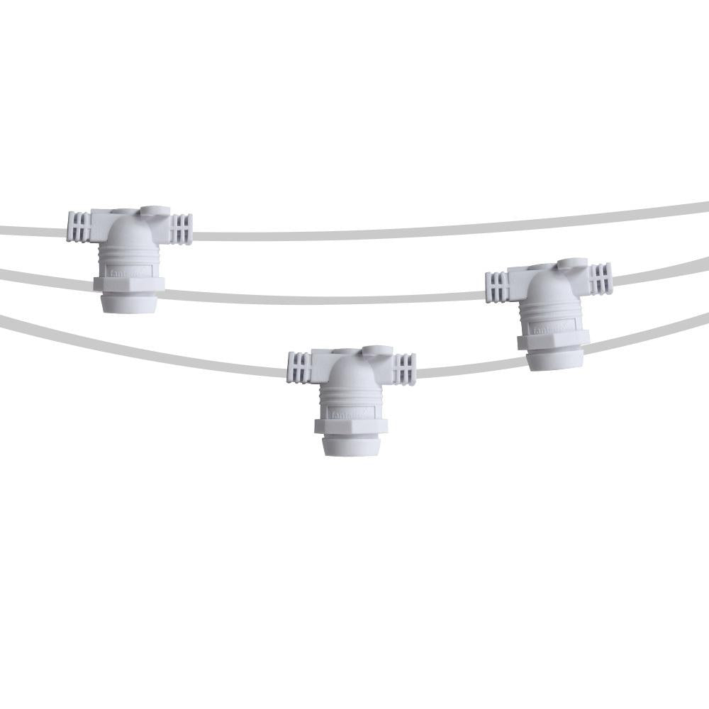 25 Socket Multi-Color Outdoor Commercial String Light Set, 29 FT White Cord w/ 1-Watt Shatterproof LED Bulbs, Weatherproof - Luna Bazaar | Boho &amp; Vintage Style Decor