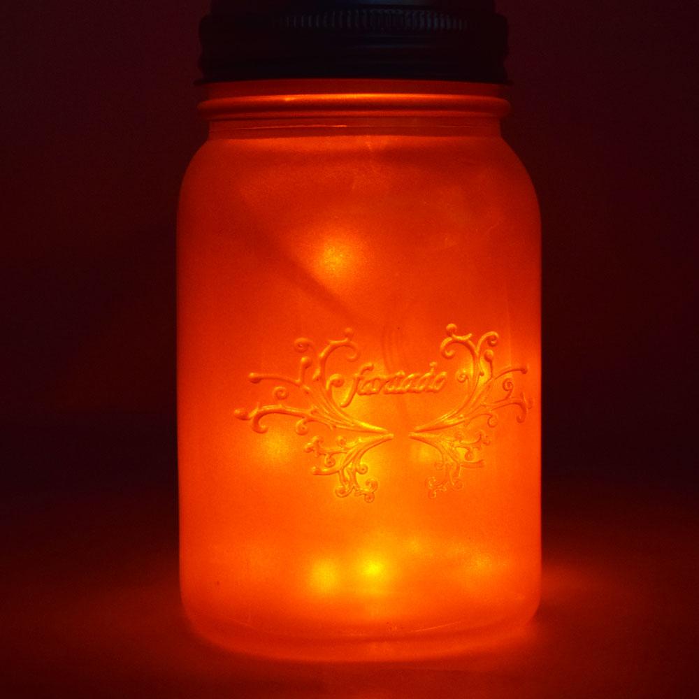 CLOSEOUT Fantado Wide Mouth Yellow Gold Mason Jar Luminaria Light w/ Hanging Orange Fairy LED Kit - Luna Bazaar | Boho &amp; Vintage Style Decor