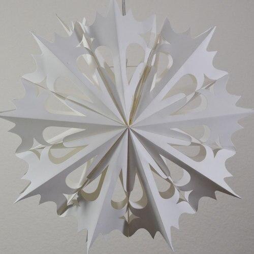 3-PACK + Cord | White Angelo 20&quot; Pizzelle Designer Illuminated Paper Star Lanterns and Lamp Cord Hanging Decorations - LunaBazaar.com - Discover. Decorate. Celebrate.