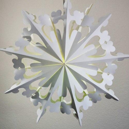 3-PACK + Cord | White Semplice 24&quot; Pizzelle Designer Illuminated Paper Star Lanterns and Lamp Cord Hanging Decorations - LunaBazaar.com - Discover. Decorate. Celebrate.