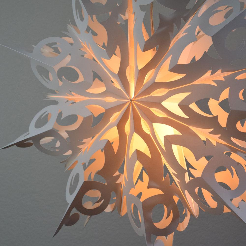 Pizzelle Paper Star Lantern (24-Inch, White, Winter Frozen Snowflake Design) - LunaBazaar.com - Discover. Decorate. Celebrate.