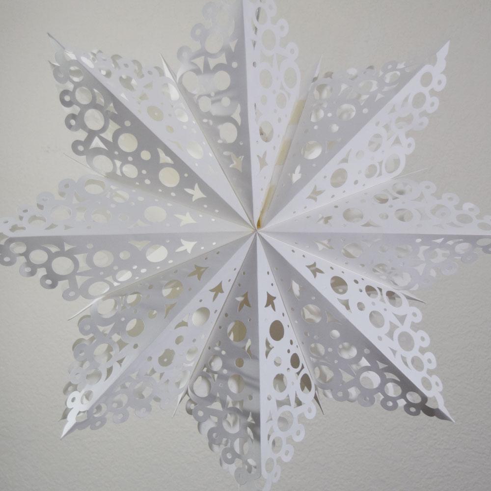 Quasimoon Paper Star Lantern (24-Inch, White, Winter Solstice Snowflake Design) - Great With or Without Lights - Holiday and Snowflake Decorations - LunaBazaar.com - Discover. Decorate. Celebrate.