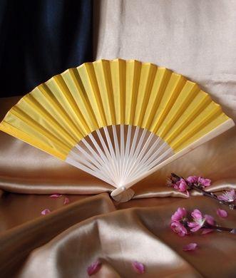 50-Pack 9&quot; Yellow Silk Hand Fans for Weddings - Luna Bazaar | Boho &amp; Vintage Style Decor
