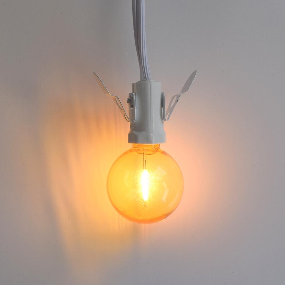 10-PACK Yellow LED Filament G40 Globe Shatterproof Energy Saving Color Light Bulb, Dimmable, 1W,  E12 Candelabra Base - Luna Bazaar | Boho &amp; Vintage Style Decor