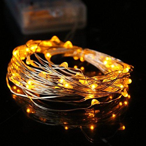 7.5 FT | 20 LED Battery Operated Amber Fairy String Lights With Silver ...